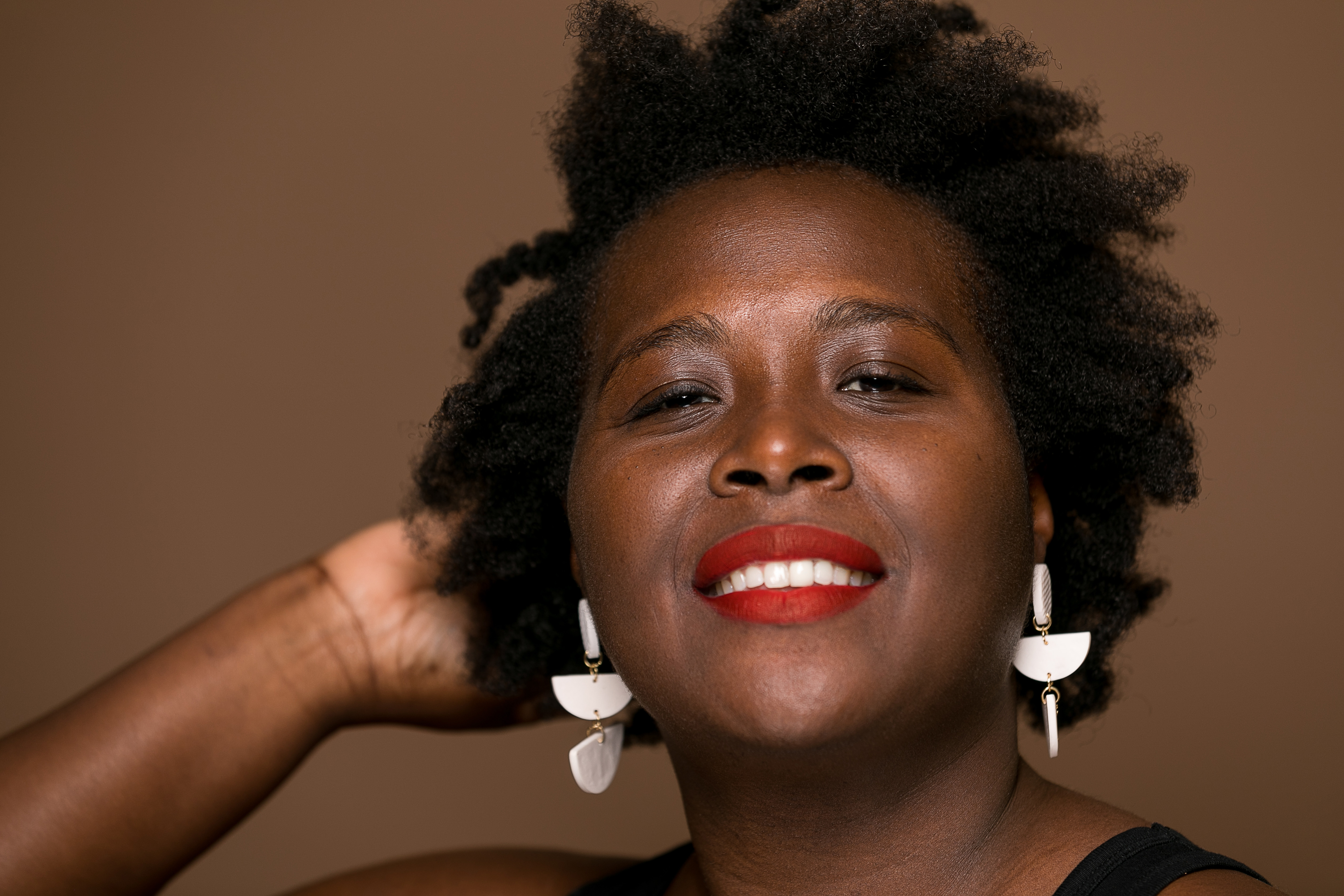 Model wearing earrings