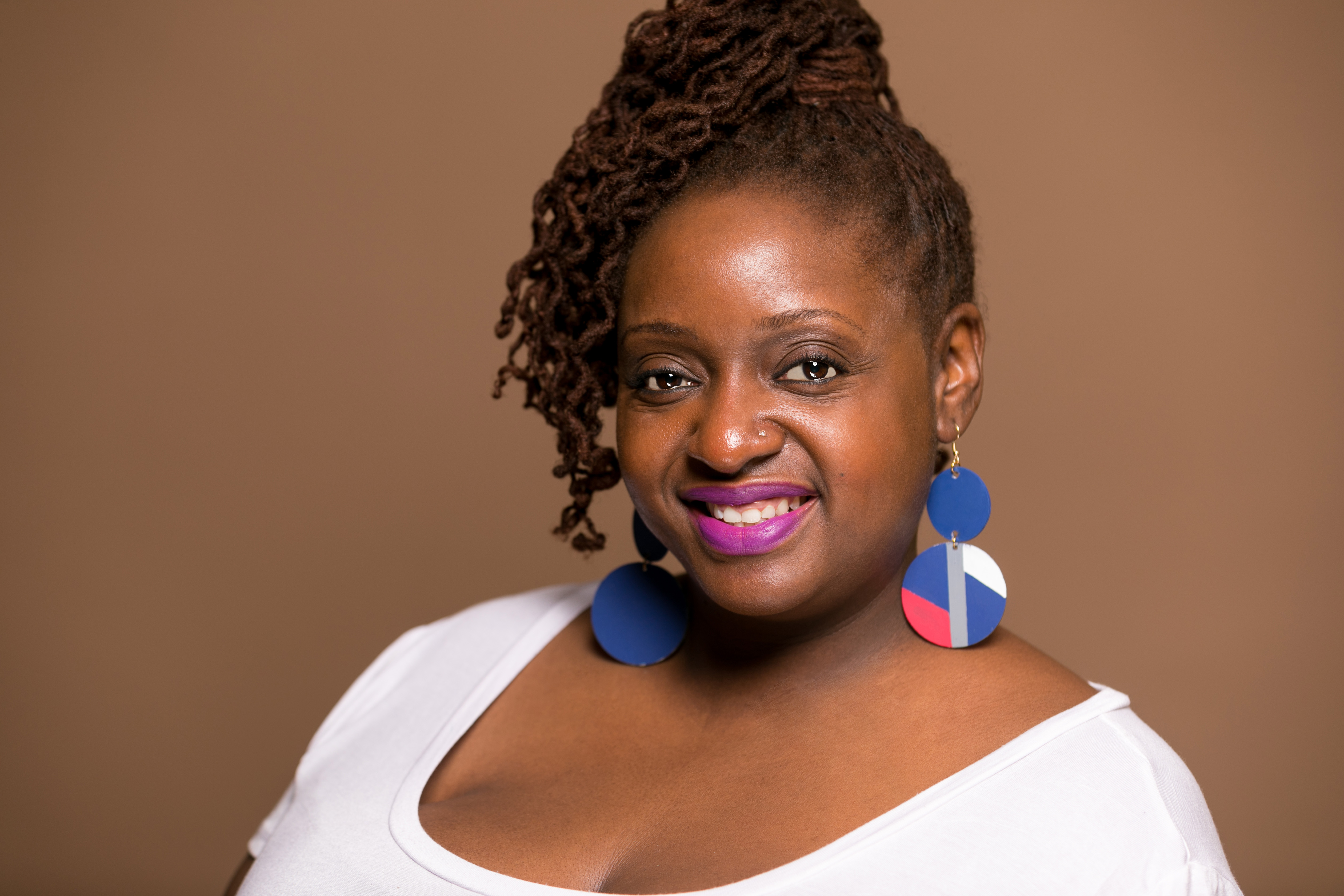 Model wearing earrings