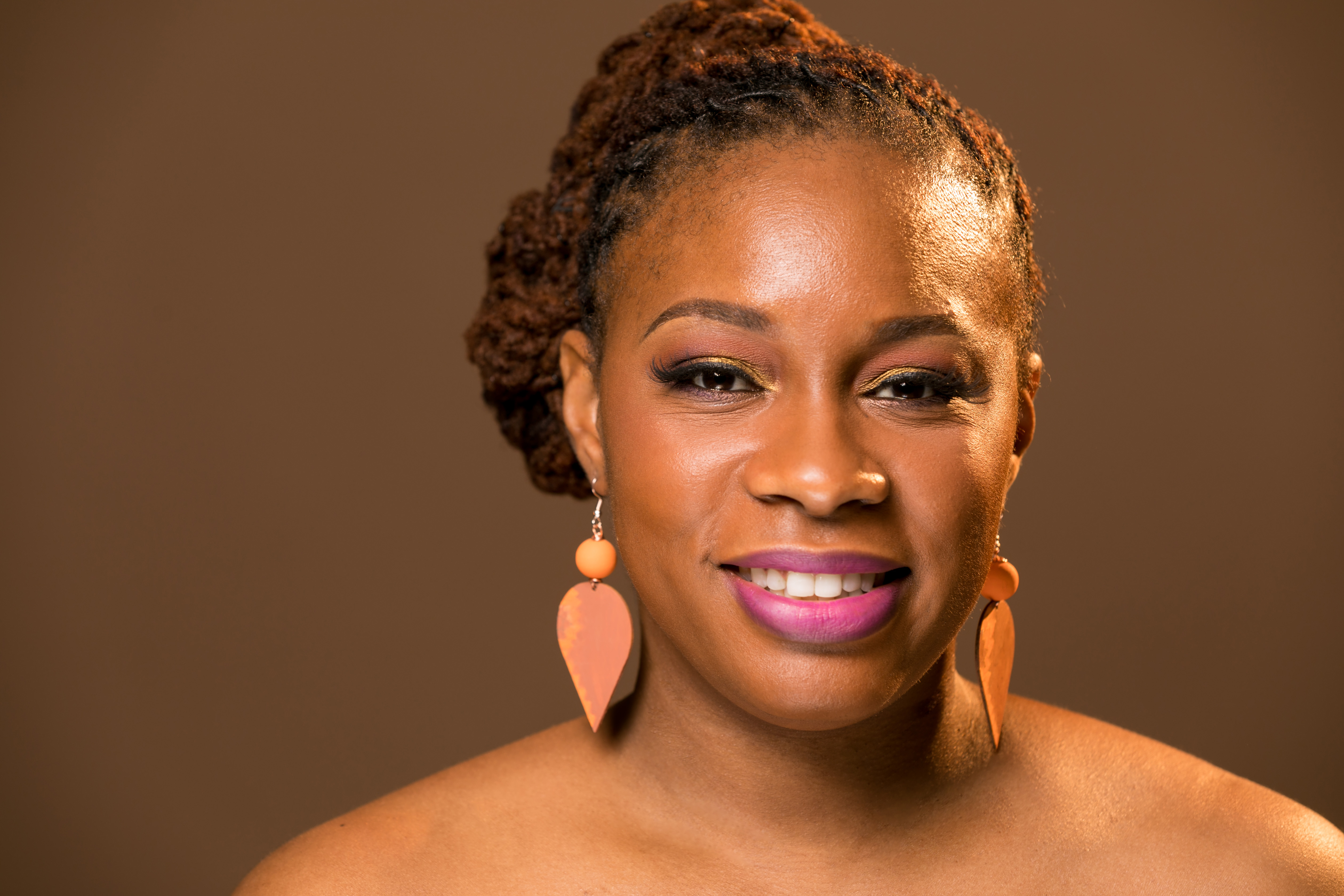 Model wearing earrings